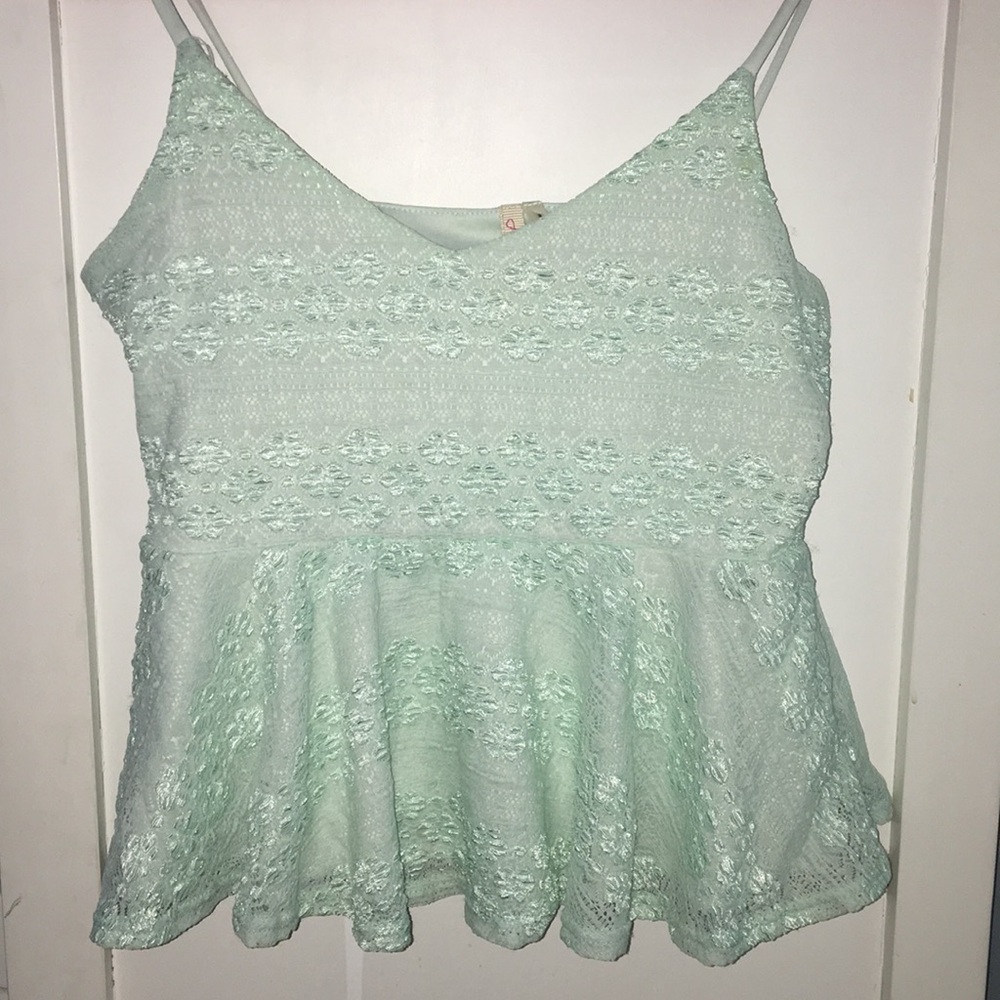 Turquoise lace tank top